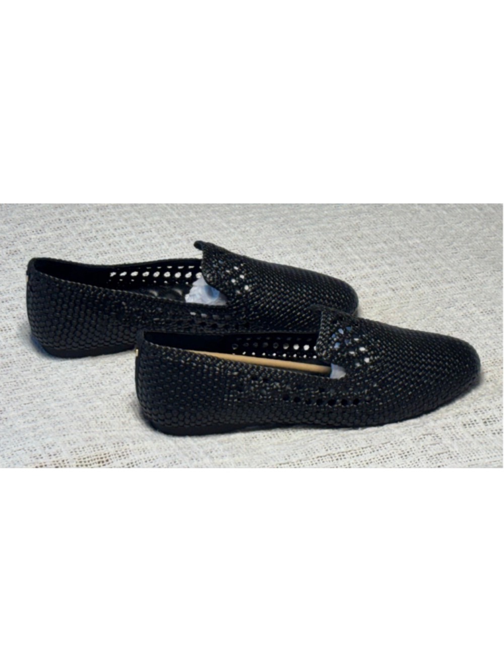 NWOT Birdies The Starling Black Woven Vegan Leather Loafers Size 10